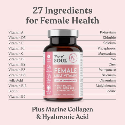 Women's Multivitamins and Minerals with Collagen & Hyaluronic Acid - 27 Essential - Maple Wellness Supplements