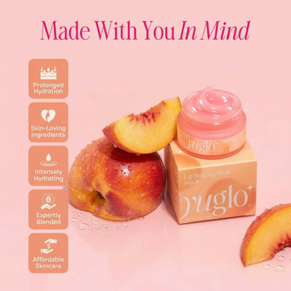 YUGLO Lip Sleeping Mask | Peach Flavor | Hydrating & Soothing Lip Treatment for  Dry, Chapped Lips - Maple Wellness Supplements