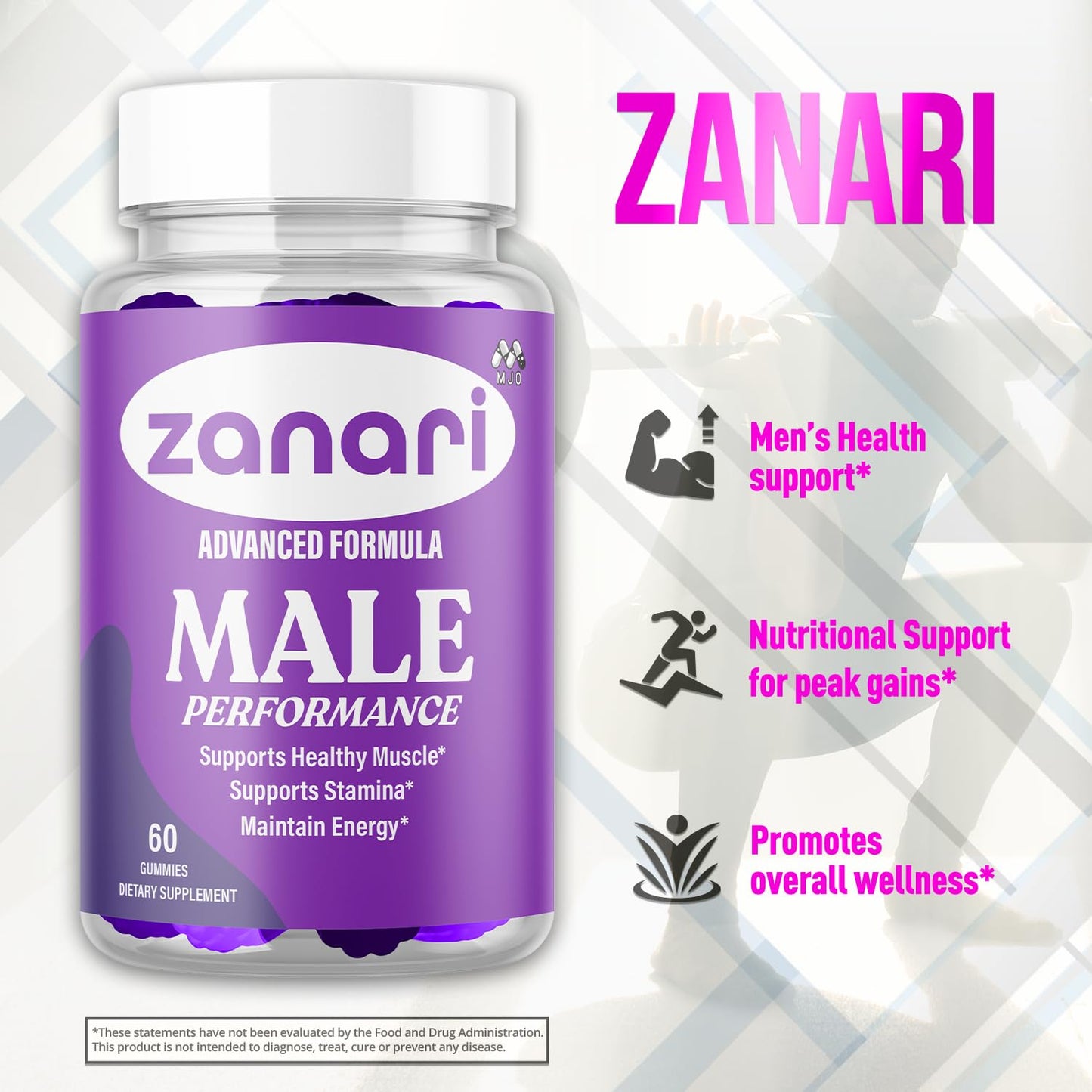Zanari Gummies, Official Zanari Gummys for Men with All Natural Ingredients, Advanced Formula for Optimal Health & Total Wellness Support with Maximum Strength Active Lifestyle Vitamins (60 Gummies) - Maple Wellness Supplements