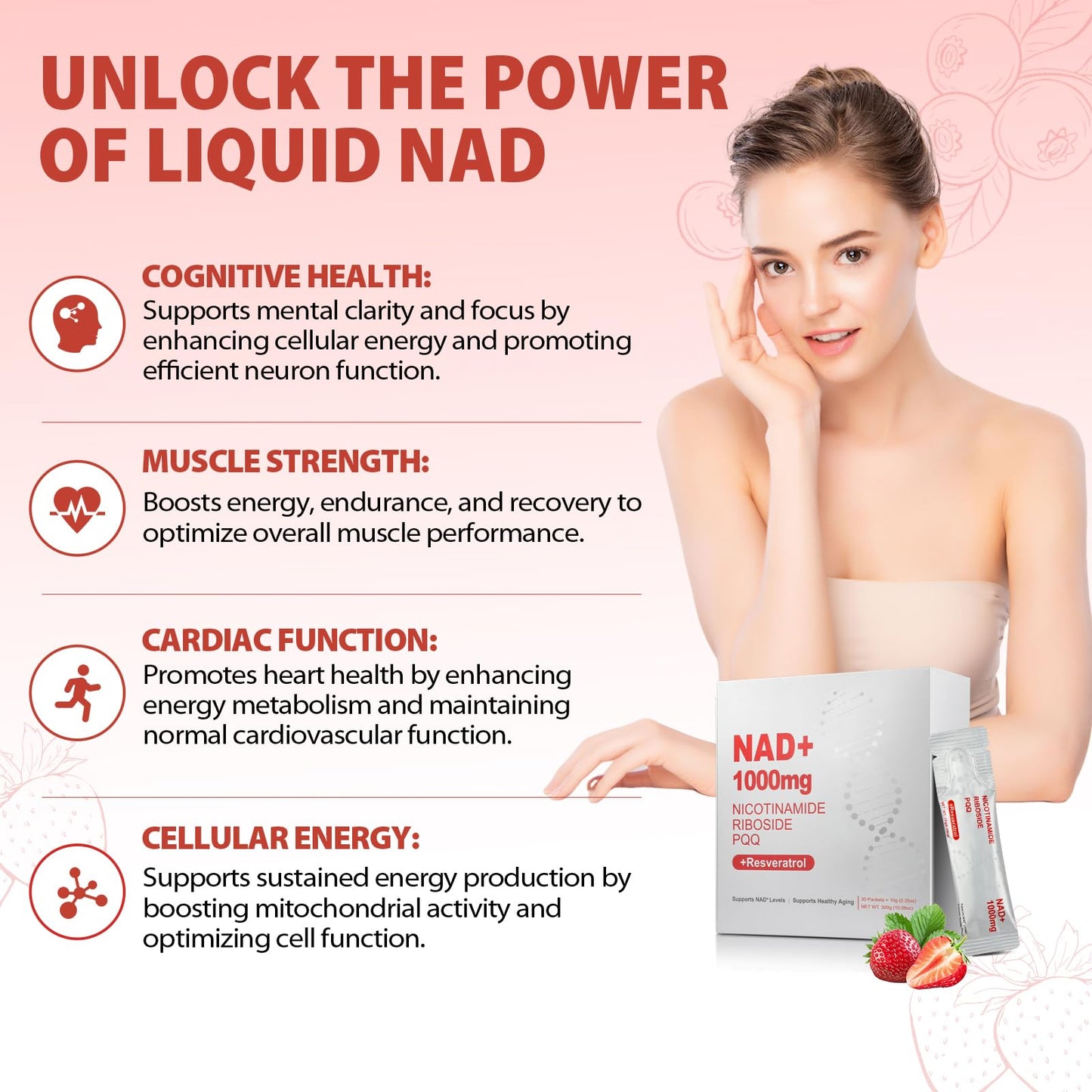 ZOROAHER 1000mg High-Potency NAD+ Liquid Supplement, Nicotinamide Riboside & Resveratrol with PQQ, Boosts Cellular Energy, Focus & Healthy Aging - 1 Pc - Maple Wellness Supplements