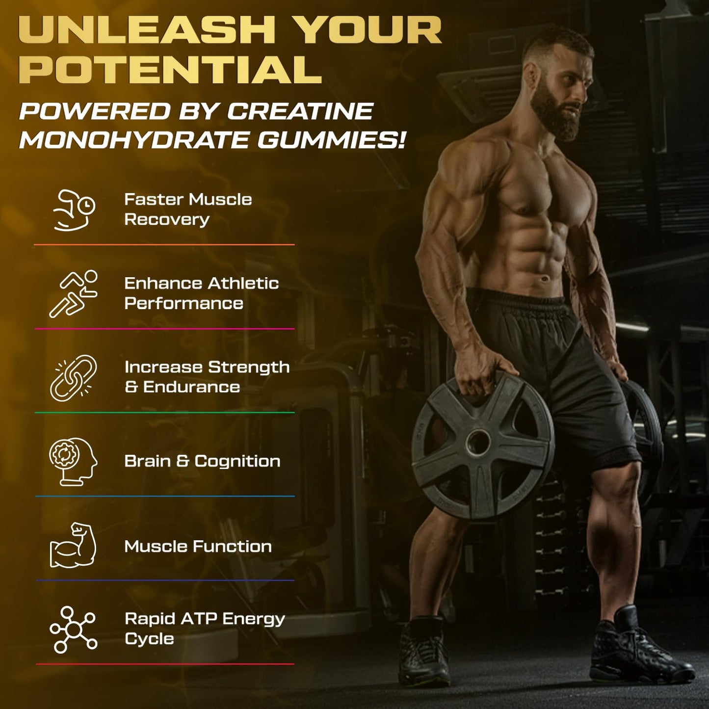 ZyterX Creatine Monohydrate Gummies for Men & Women, 9000MG Creatine Gummies Sugar Free with L-Taurine, BCAA 2:1, B12 B6 for Boost Strength, Focus & Endurance, - Maple Wellness Supplements